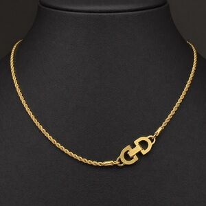 DIOR Twisted Rope Gold Plated Necklace with CD Signature Interlocking Clasp